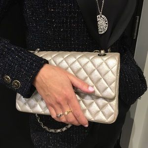 COPY - Authentic Chanel Medium Flap bag in Metallic Goatskin.